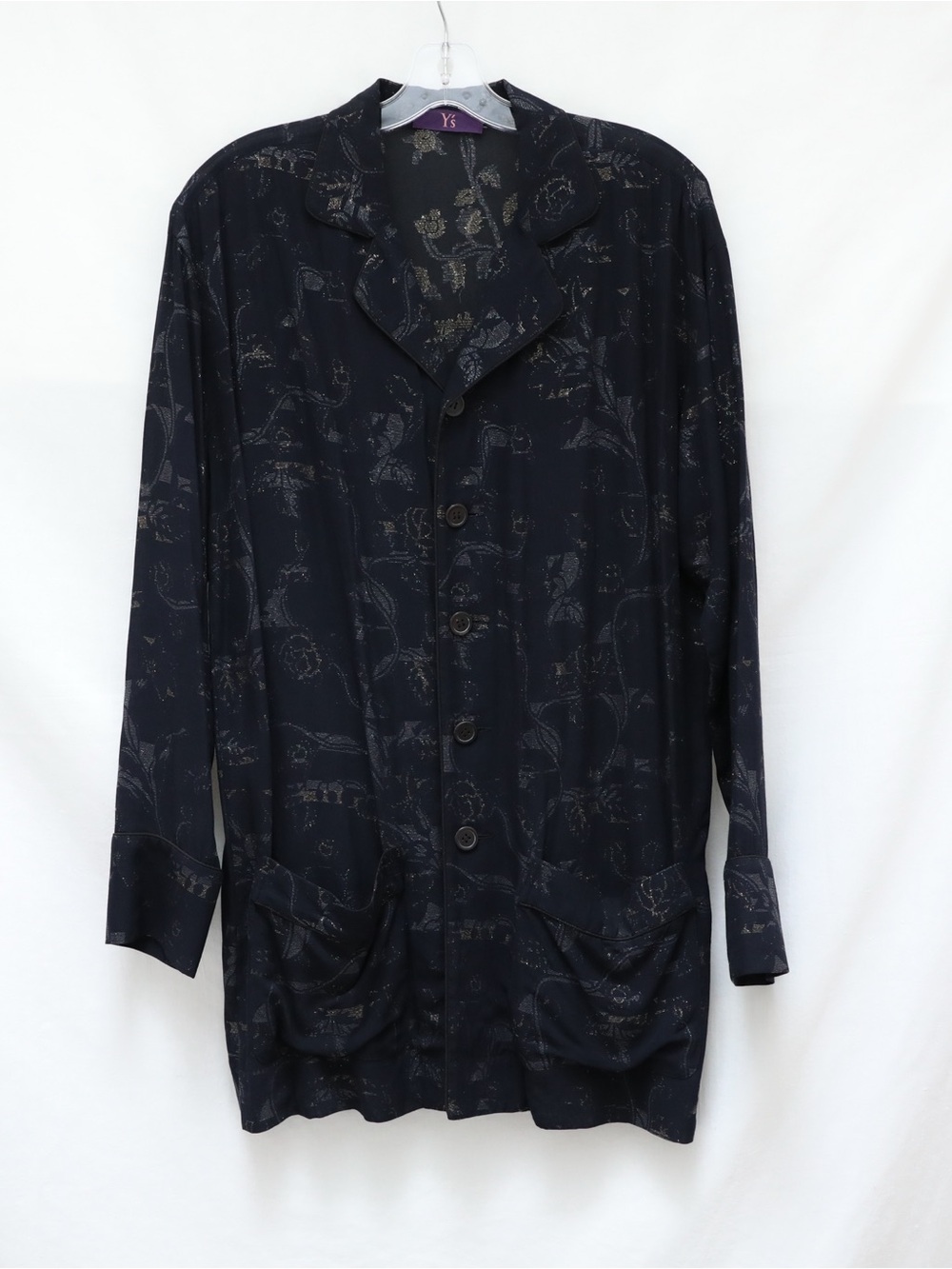 Takeshi Kosaka Y's women's tunic shirt metallic floral print NWOT L XL loose fit - Picture 2 of 9